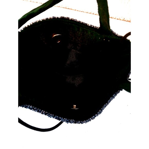 Vintage Beaded Clutch Bag Purse Handbag Black Red Yellow Beaded Fringe - Picture 5 of 6